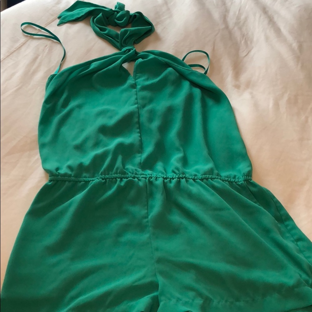 BCBG Maxazria Green Keyhole Halter Romper